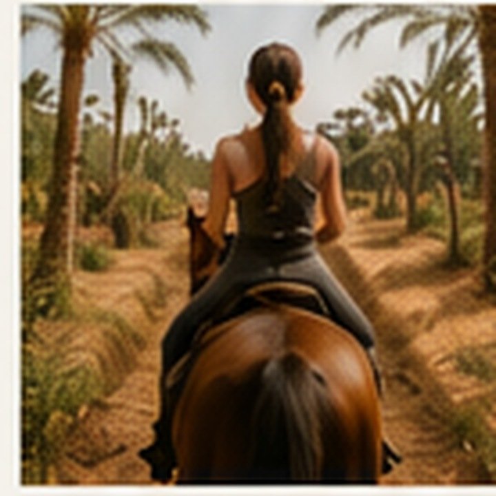 Horse riding among palm trees