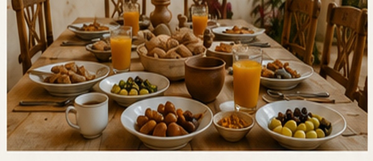 Homemade Egyptian breakfast table